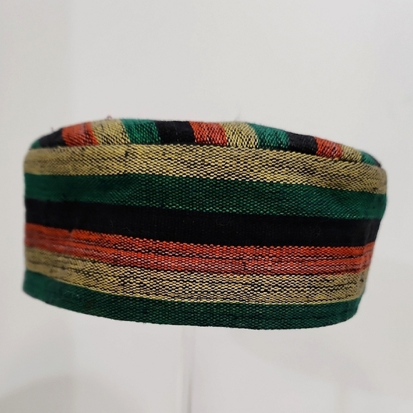 Osab Designs Unisex Striped Pill Box Style Hat Ethnic African Sturdy Woven Cap - Picture 1 of 7
